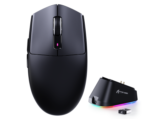 ATTACK SHARK G3 PRO Tri-Mode Wireless Gaming Mouse Black with RGB Charging Dock